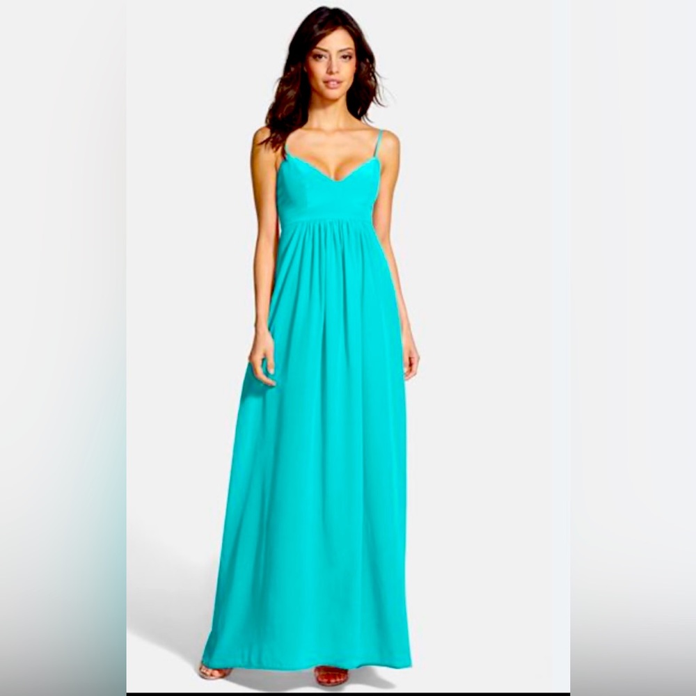 Amanda Uprichard Turquoise Silk Maxi Dress Size Medium